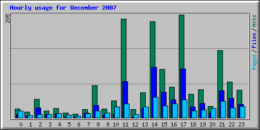 Hourly usage for December 2007