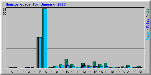 Hourly usage for January 2008